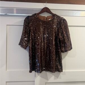 Sequin Brown Top party LOFT